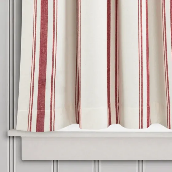 White Stripe Cafe Curtain Panel Set, 36 In.-Kirkland's Home Flash Sale
