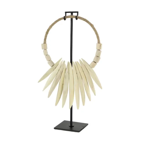White Teak Wood Necklace Sculpture-Kirkland's Home Shop