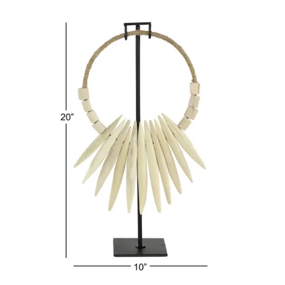 White Teak Wood Necklace Sculpture-Kirkland's Home Shop