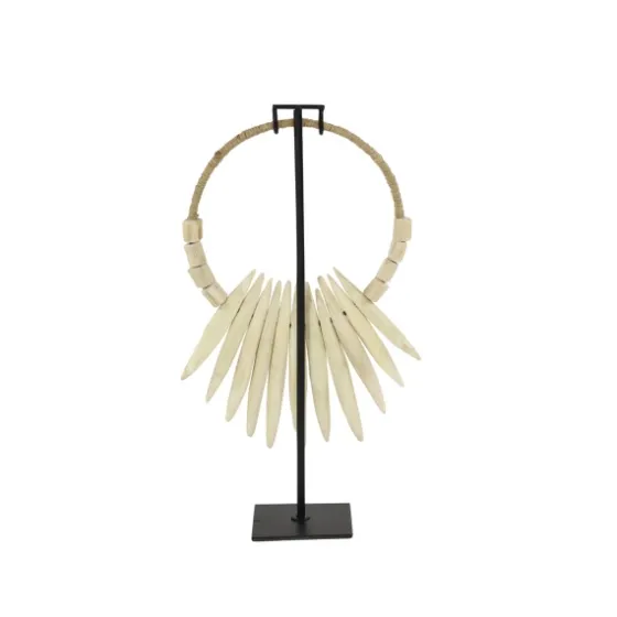 White Teak Wood Necklace Sculpture-Kirkland's Home Shop