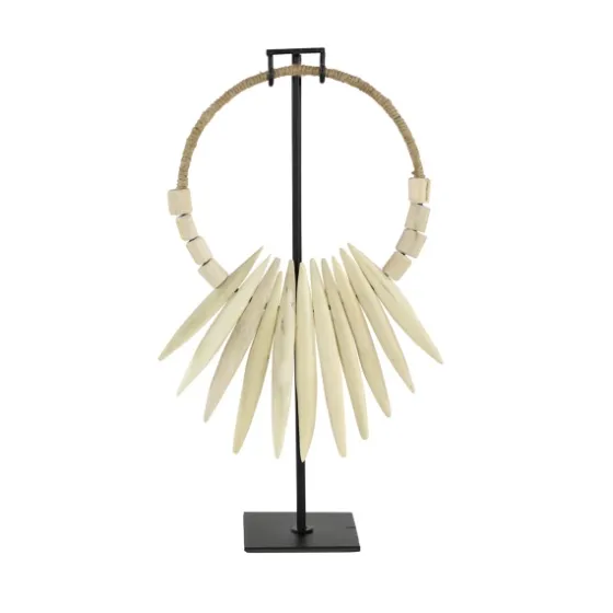 White Teak Wood Necklace Sculpture-Kirkland's Home Shop