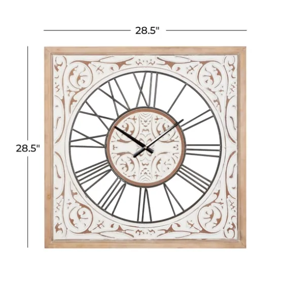 White Wood Farmhouse Square Wall Clock-Kirkland's Home Store