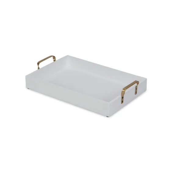 White Wood Tray With Gold Handles-Kirkland's Home Online