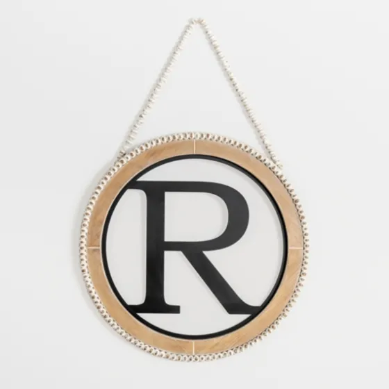 Whitewash Bead Trim Monogram R Plaque-Kirkland's Home Store