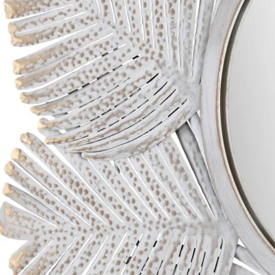 Whitewash Round Palm Leaf Wall Mirror-Kirkland's Home Outlet