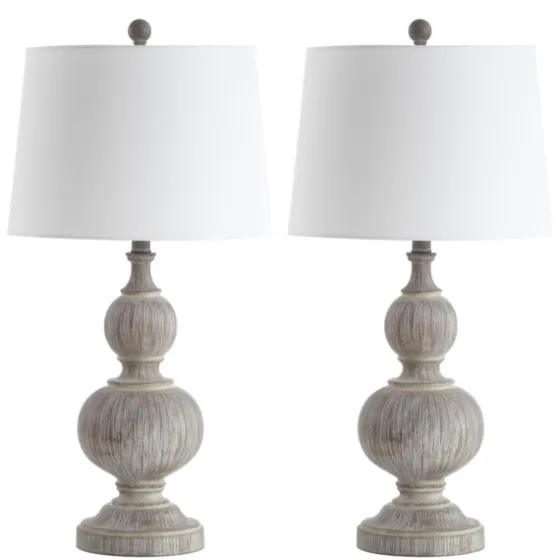 Whitewashed Brown Carved 2-Pc. Table Lamp Set-Kirkland's Home Cheap