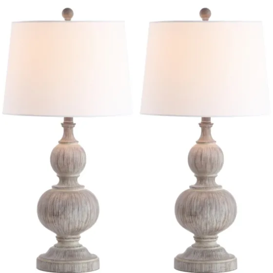 Whitewashed Brown Carved 2-Pc. Table Lamp Set-Kirkland's Home Cheap