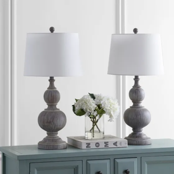 Whitewashed Brown Carved 2-Pc. Table Lamp Set-Kirkland's Home Cheap