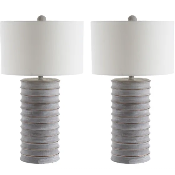 Whitewashed Gray Resin Ridges 2-Pc. Table Lamp Set-Kirkland's Home Best Sale