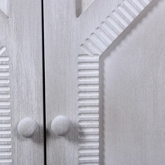Whitewashed Gray Wood Hexagonal Door Cabinet-Kirkland's Home Clearance