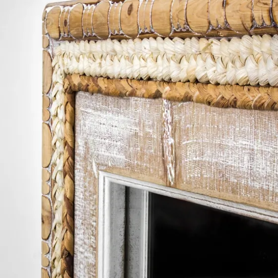 Whitewashed Hand Woven Rattan Mirror-Kirkland's Home Fashion