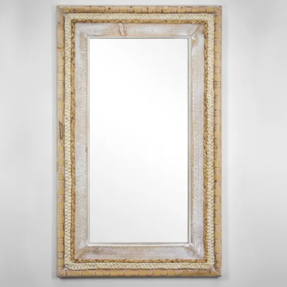 Whitewashed Hand Woven Rattan Mirror-Kirkland's Home Fashion