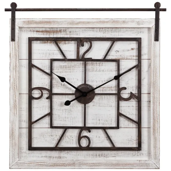 Whitewashed Sliding Barn Door Wall Clock-Kirkland's Home Discount