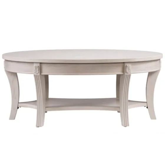 Whitewashed Wood Oval Coffee Table With Shelf-Kirkland's Home Fashion