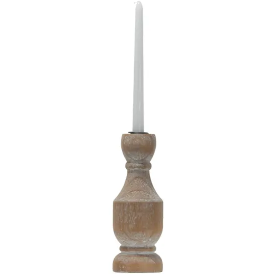 Whitewashed Wood Taper Candle Holder, 9 In.-Kirkland's Home Discount
