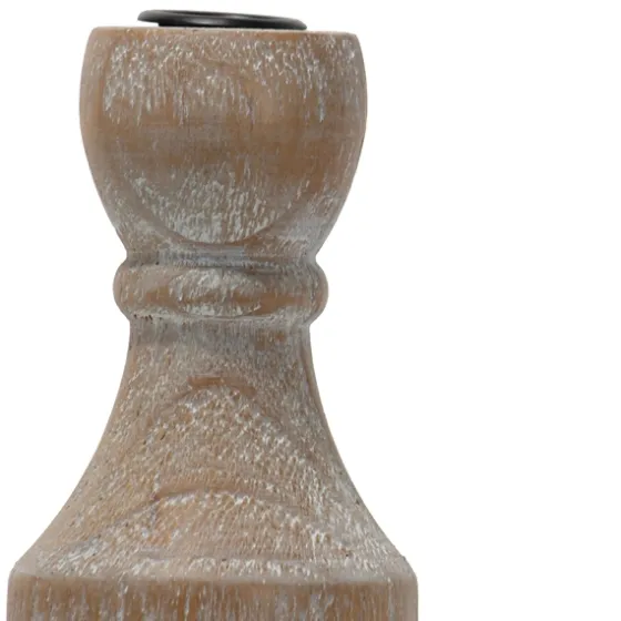 Whitewashed Wood Taper Candle Holder, 9 In.-Kirkland's Home Discount