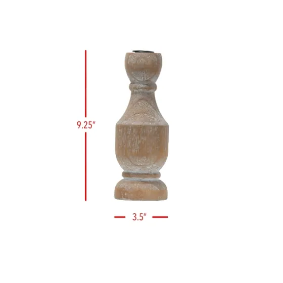 Whitewashed Wood Taper Candle Holder, 9 In.-Kirkland's Home Discount