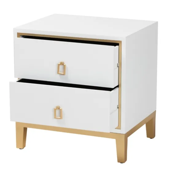 Wood & Gold Accent 2-Drawer Nightstand-Kirkland's Home Shop