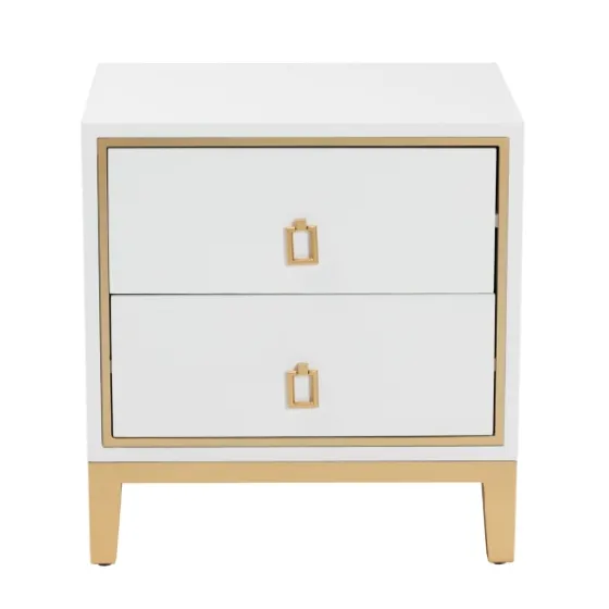 Wood & Gold Accent 2-Drawer Nightstand-Kirkland's Home Shop
