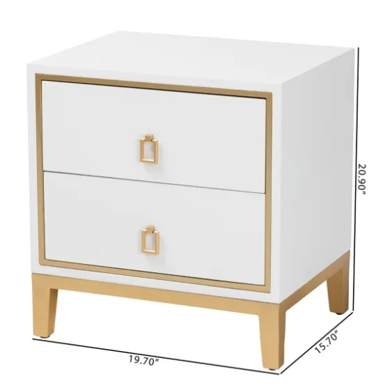 Wood & Gold Accent 2-Drawer Nightstand-Kirkland's Home Shop