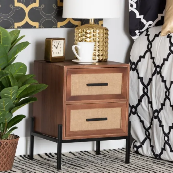 Wood And Metal 2-Drawer Nightstand-Kirkland's Home Cheap