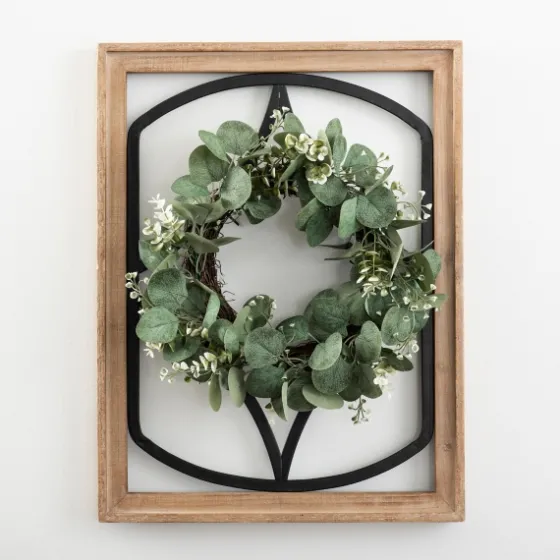 Wood And Metal Framed Wreath Wall Plaque-Kirkland's Home Online