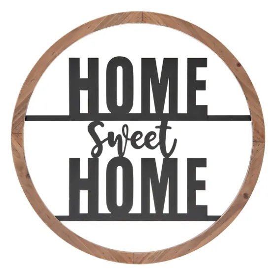 Wood And Metal Home Sweet Home Round Plaque-Kirkland's Home Store