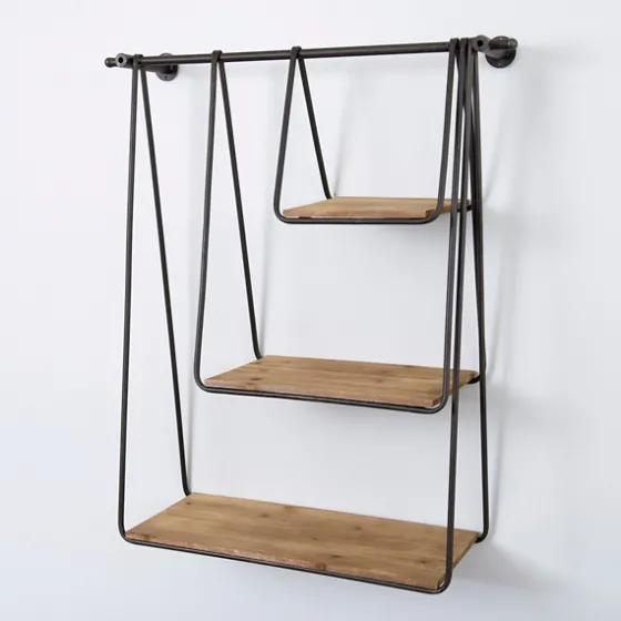 Wood And Metal 3-Tiered Hanging Wall Shelf-Kirkland's Home Discount