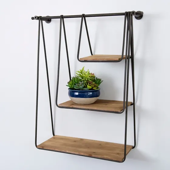 Wood And Metal 3-Tiered Hanging Wall Shelf-Kirkland's Home Discount