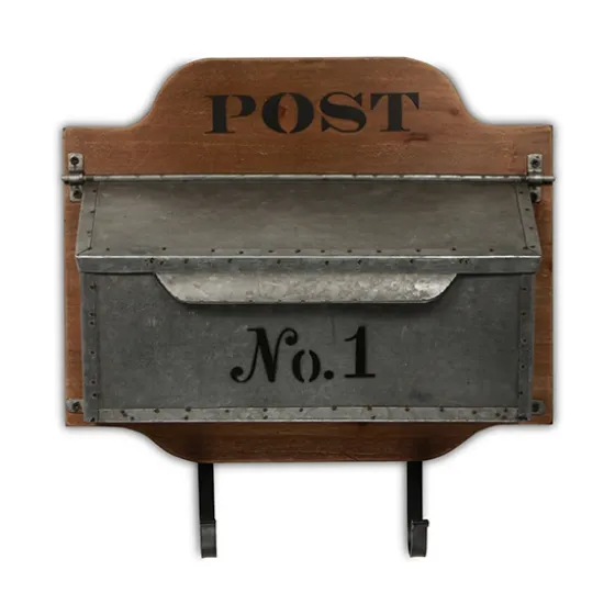 Wood And Metal Wall Storage Mail Box With Hooks-Kirkland's Home Cheap