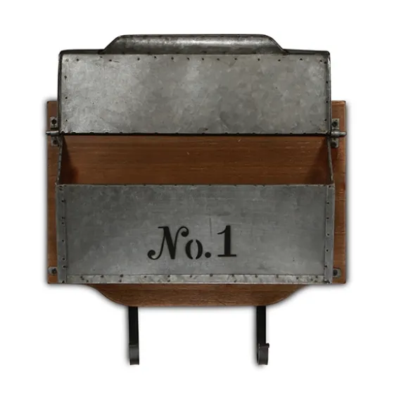 Wood And Metal Wall Storage Mail Box With Hooks-Kirkland's Home Cheap