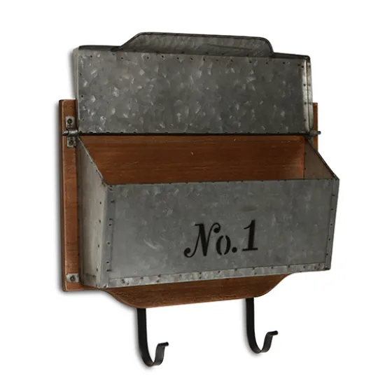 Wood And Metal Wall Storage Mail Box With Hooks-Kirkland's Home Cheap