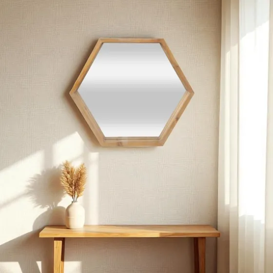 Wood Frame Hexagon Wall Mirror-Kirkland's Home Shop