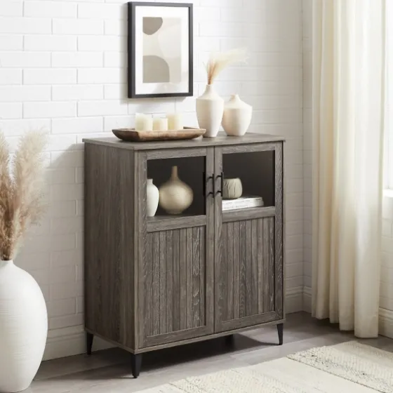 Wood Glass Windows Storage Cabinet-Kirkland's Home Fashion