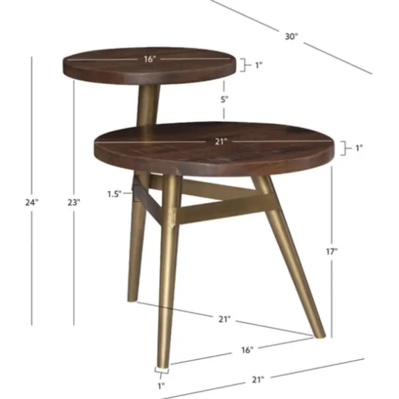 Wood Gold Accent Tiered Side Table-Kirkland's Home Flash Sale
