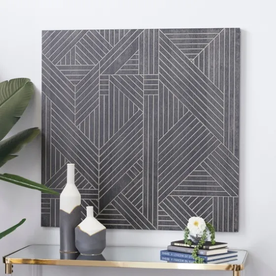 Wood Intersecting Carved Lines Wall Plaque-Kirkland's Home Sale