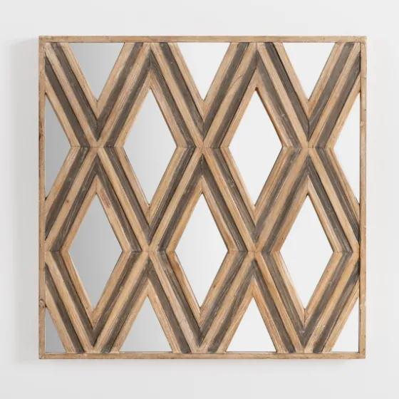 Wood Mirrored Diamond Panel Wall Plaque-Kirkland's Home Cheap