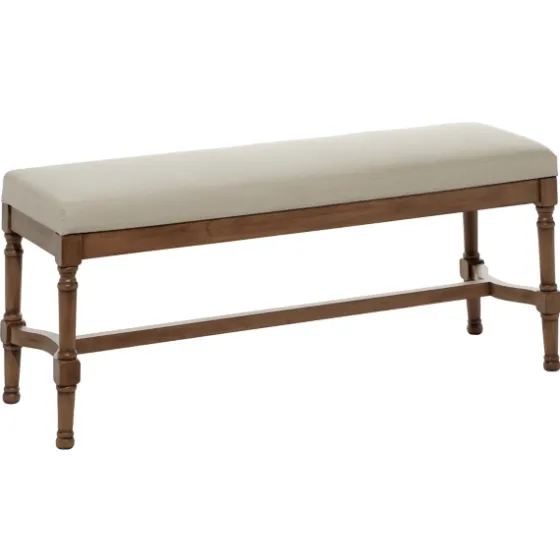 Wood Upholstered Burlap Seat Bench-Kirkland's Home Hot