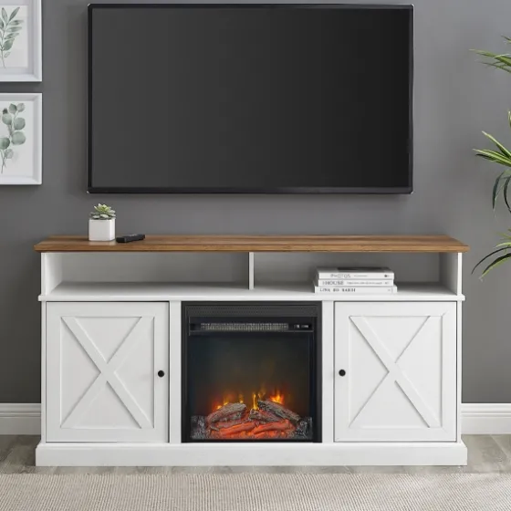 Wood X-Door Led Fireplace Cabinet-Kirkland's Home Shop