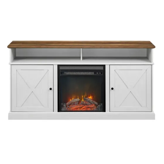 Wood X-Door Led Fireplace Cabinet-Kirkland's Home Shop
