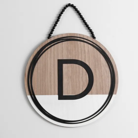 Wooden Neutral Beaded Monogram D Plaque-Kirkland's Home Best Sale