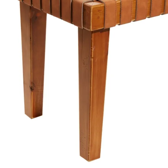 Woven Leather Textured Wood Bench-Kirkland's Home Clearance