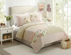 Yellow And Pink Patchwork Blooms Full/Queen Quilt-Kirkland's Home Online